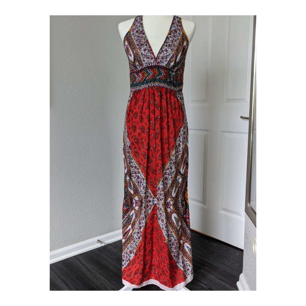 Angie Paisley Patterned Maxi Dress